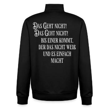 Das geht nicht gibts nicht bis es einer macht - Unisex Organic Zip Sweatshirt von Stanley/Stella - Schwarz - Hinten - AI Model Male 185 light (185cm)