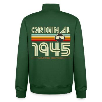 Original 1945 Vintage Retro Helmet - Unisex Organic Zip Sweatshirt by Stanley/Stella - bottle green - Back - AI Model Male 185 dark (185cm)