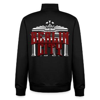 Berlin City lettering with Brandenburg Gate - Unisex Organic Zip Sweatshirt by Stanley/Stella - black - Back - AI Model Male 185 light (185cm)