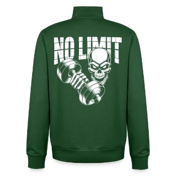 No Limit Skull Bodybuilding - Sweat zippé unisexe en coton bio Stanley/Stella - vert bouteille - Dos - AI Model Male 185 dark (185cm)