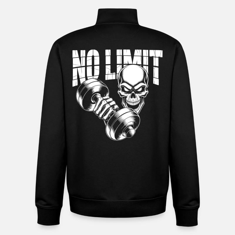 No Limit Skull Bodybuilding - Sweat zippé unisexe en coton bio Stanley/Stella - noir