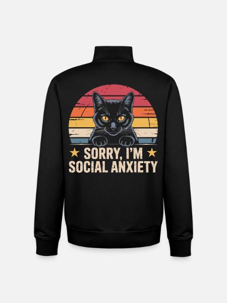 Retro-Katze schwarze Katze soziale Angst - Unisex Organic Zip Sweatshirt von Stanley/Stella - Schwarz