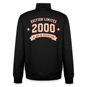 Édition limitée 2000 - 24 ans de perfection - Sweat zippé unisexe en coton bio Stanley/Stella - noir - Dos - AI Model Male 185 light (185cm)