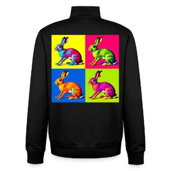 Hare in Pop Art Style - Colorful Animal Art - Unisex Organic Zip Sweatshirt by Stanley/Stella - black - Back - AI Model Male 185 light (185cm)