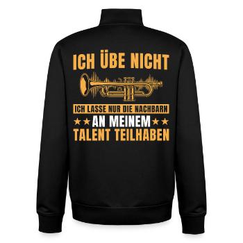 Trompeter – Ich übe nicht Trompete Musiker - Unisex Organic Zip Sweatshirt von Stanley/Stella - Schwarz - Hinten - AI Model Male 185 light (185cm)