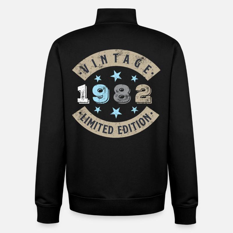 44e anniversaire en 1982 - Sweat zippé unisexe en coton bio Stanley/Stella - noir