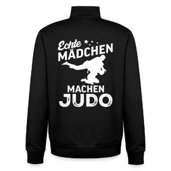 echte maedchen machen judo  - Unisex Organic Zip Sweatshirt von Stanley/Stella - Schwarz - Hinten - AI Model Male 185 light (185cm)