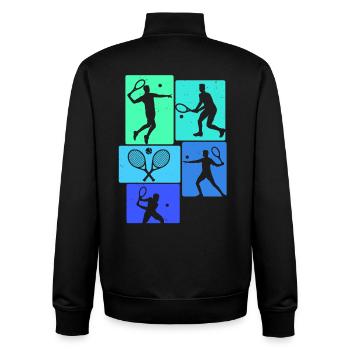 Tennis Retro Tennis Player - Unisex Organic Zip Sweatshirt by Stanley/Stella - black - Back - AI Model Male 185 light (185cm)