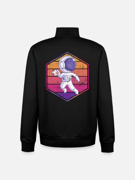 Handbollastronaut - Unisex sweatshirt med dragkedja i ekologisk bomull Stanley/Stella - svart
