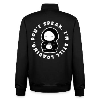 Café Ich lade immer noch Manga - Unisex Organic Zip Sweatshirt von Stanley/Stella - Schwarz - Hinten - AI Model Male 185 light (185cm)