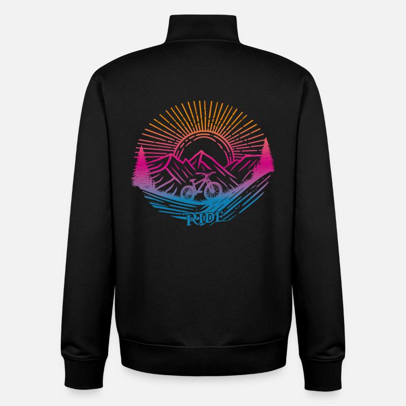 Bicycle Downhill Ride - Unisex Organic Zip Sweatshirt by Stanley/Stella - black