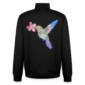 Colibri Zentangle avec fleur - Sweat zippé unisexe en coton bio Stanley/Stella - noir - Dos - AI Model Male 185 light (185cm)