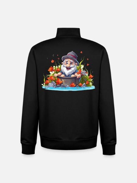 Gnom im Badetopf am Teich - Unisex Organic Zip Sweatshirt von Stanley/Stella - Schwarz
