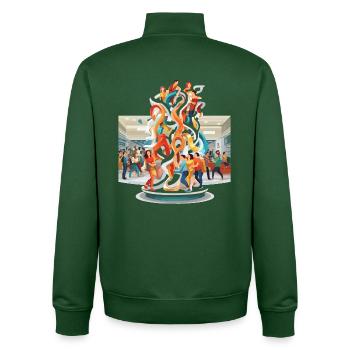 Farbwirbel Begegnungen Skulptur - Unisex Organic Zip Sweatshirt von Stanley/Stella - Flaschengrün - Hinten - AI Model Male 185 dark (185cm)