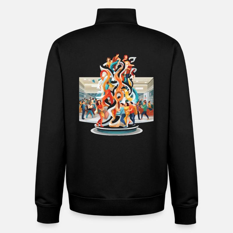 Farbwirbel Begegnungen Skulptur - Unisex Organic Zip Sweatshirt von Stanley/Stella - Schwarz