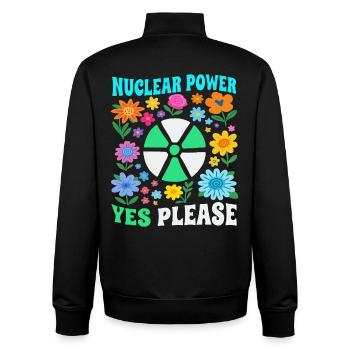 Nuclear power yes with flowers please - Unisex Organic Zip Sweatshirt by Stanley/Stella - black - Back - AI Model Male 185 light (185cm)