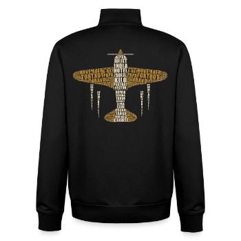 Chemise d’aviation de pilote à alphabet phonétique - Sweat zippé unisexe en coton bio Stanley/Stella - noir - Dos - AI Model Male 185 light (185cm)
