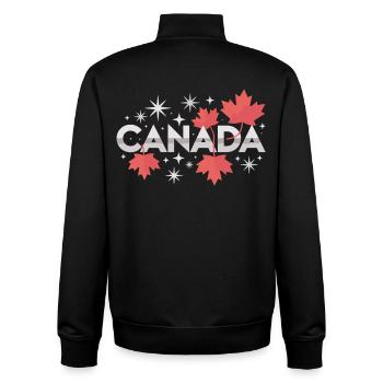Idée cadeau pour la feuille d’érable du Canada - Sweat zippé unisexe en coton bio Stanley/Stella - noir - Dos - AI Model Male 185 light (185cm)
