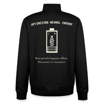 Neural Energy Backprint – Aesthetic Mental Health - Unisex Organic Zip Sweatshirt by Stanley/Stella - black - Back - AI Model Male 185 light (185cm)