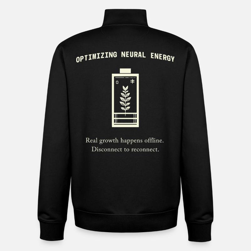 Backprint Énergie Neurale – Santé mentale esthétique - Sweat zippé unisexe en coton bio Stanley/Stella - noir