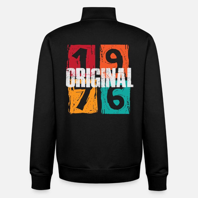 Millésime 1976 - Sweat zippé unisexe en coton bio Stanley/Stella - noir