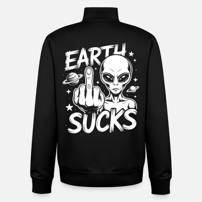 Doigt Puant Extraterrestre - Sweat zippé unisexe en coton bio Stanley/Stella - noir