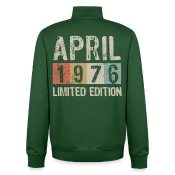 Vintage Limited Edition April 1976 Birthday - Unisex Organic Zip Sweatshirt by Stanley/Stella - bottle green - Back - AI Model Male 185 dark (185cm)