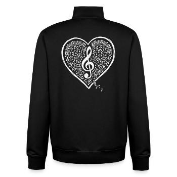 Musik Herz Notenschlüssel Liebe Sound - Unisex Organic Zip Sweatshirt von Stanley/Stella - Schwarz - Hinten - AI Model Male 185 light (185cm)