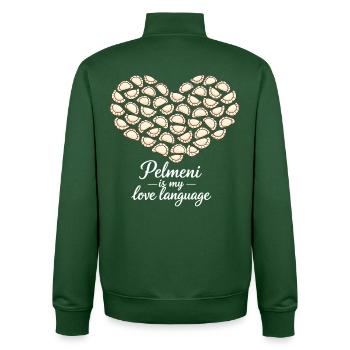 Pelmeni Herz – Pelmeni is my love language - Unisex Organic Zip Sweatshirt von Stanley/Stella - Flaschengrün - Hinten - AI Model Male 185 dark (185cm)
