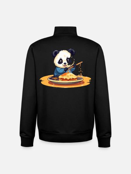 Panda Cooking Pancakes - Unisex Organic Zip Sweatshirt by Stanley/Stella - black