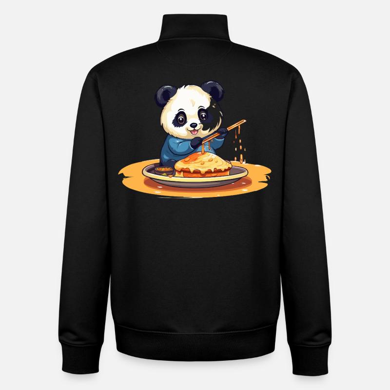 Panda kocht Pfannkuchen - Unisex Organic Zip Sweatshirt von Stanley/Stella - Schwarz