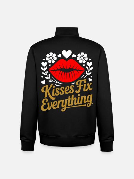 Kisses heal everything - Unisex Organic Zip Sweatshirt by Stanley/Stella - black