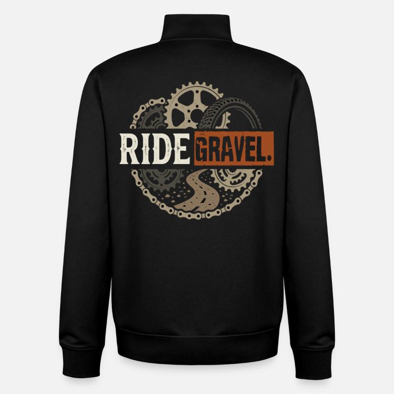 Vélo de gravier Bikepacking tout-terrain - Sweat zippé unisexe en coton bio Stanley/Stella - noir