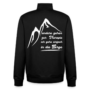 Ich gehe nicht zur Therapie ich gehe in die Berge - Unisex Organic Zip Sweatshirt von Stanley/Stella - Schwarz - Hinten - AI Model Male 185 light (185cm)