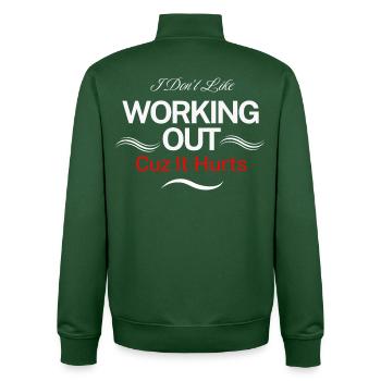 I Don’t Like Working Out Cuz It Hurts - Unisex Organic Zip Sweatshirt by Stanley/Stella - bottle green - Back - AI Model Male 185 dark (185cm)