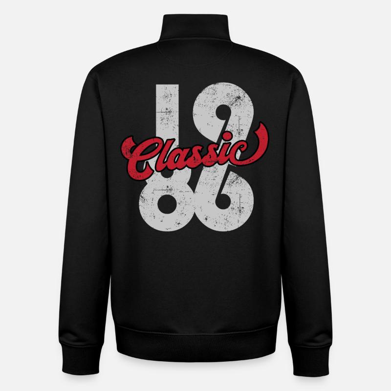 Millésime 1986 - Sweat zippé unisexe en coton bio Stanley/Stella - noir