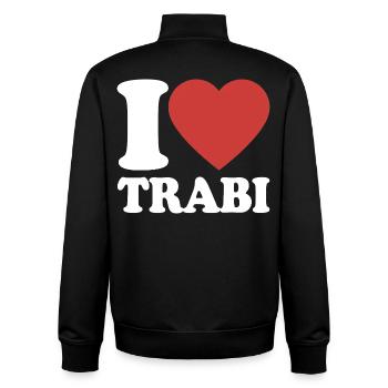 J’adore le design rétro de Trabi Heart - Sweat zippé unisexe en coton bio Stanley/Stella - noir - Dos - AI Model Male 185 light (185cm)