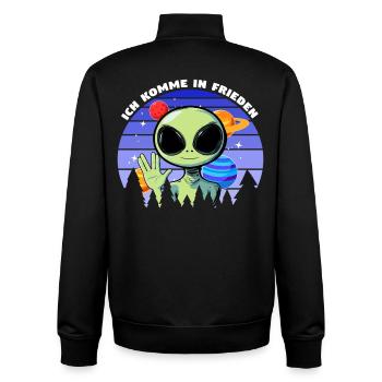 ich komme in frieden - alien - Unisex Organic Zip Sweatshirt von Stanley/Stella - Schwarz - Hinten - AI Model Male 185 light (185cm)