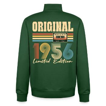 70th birthday, 70 years, original 1956 - Unisex Organic Zip Sweatshirt by Stanley/Stella - bottle green - Back - AI Model Male 185 dark (185cm)