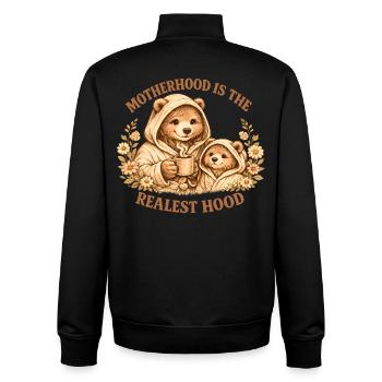 Lustige Bären-Mama Tee, Mutterschaft ist das echtste Viertel - Unisex Organic Zip Sweatshirt von Stanley/Stella - Schwarz - Hinten - AI Model Male 185 light (185cm)