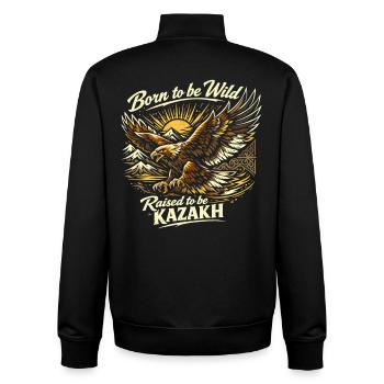 Steinadler Wild Kazakh Design - Unisex Organic Zip Sweatshirt von Stanley/Stella - Schwarz - Hinten - AI Model Male 185 light (185cm)