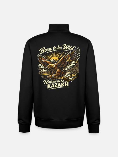 Golden Eagle Wild Kazakh Design - Unisex Organic Zip Sweatshirt by Stanley/Stella - black