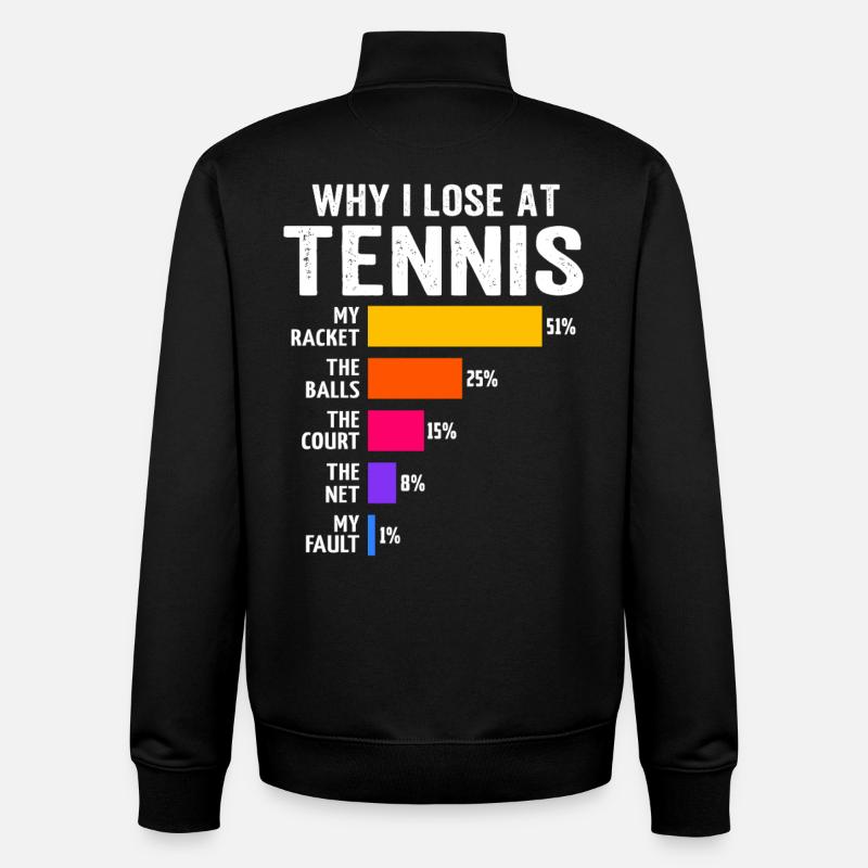 Pourquoi je perds au tennis - Sweat zippé unisexe en coton bio Stanley/Stella - noir