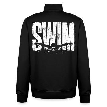 Swim Shirt Swim Sport Swimmer Gift - Unisex Organic Zip Sweatshirt by Stanley/Stella - black - Back - AI Model Male 185 light (185cm)