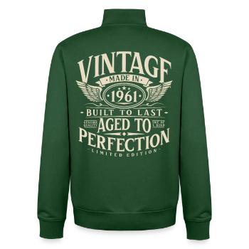 Cadeau rétro vintage d’anniversaire vintage 1961 - Sweat zippé unisexe en coton bio Stanley/Stella - vert bouteille - Dos - AI Model Male 185 dark (185cm)