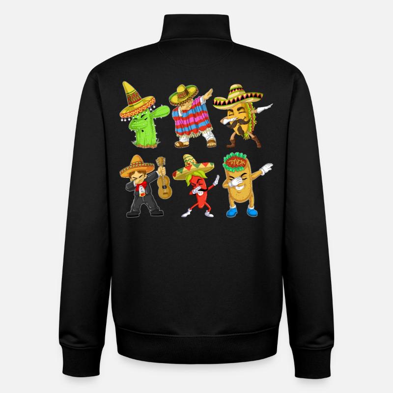 Cinco de Mayo Dab Characters Shirt - Sweat zippé unisexe en coton bio Stanley/Stella - noir