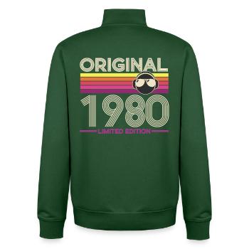 Original 1980 Édition limitée - Sweat zippé unisexe en coton bio Stanley/Stella - vert bouteille - Dos - AI Model Male 185 dark (185cm)