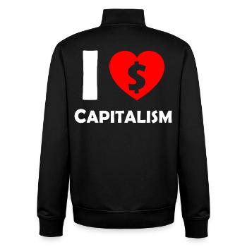 Ich liebe Kapitalismus Herz Dollar - Unisex Organic Zip Sweatshirt von Stanley/Stella - Schwarz - Hinten - AI Model Male 185 light (185cm)