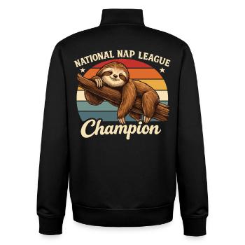 Nap Champion Sloth Shirt Funny Lazy Gift - Unisex Organic Zip Sweatshirt von Stanley/Stella - Schwarz - Hinten - AI Model Male 185 light (185cm)