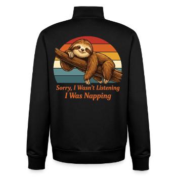 Lazy Sloth Shirt I Was Napping Funny - Unisex Organic Zip Sweatshirt von Stanley/Stella - Schwarz - Hinten - AI Model Male 185 light (185cm)